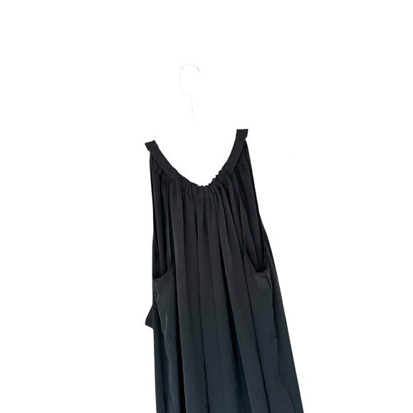 Lewit Black Satin Basic Classy Dressy Relaxed Wide Leg Jumpsuit Size 8 - Picture 4 of 12